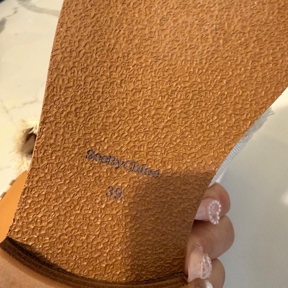 Beige and White Chloe Fringe Sandals - Picture 2 of 5